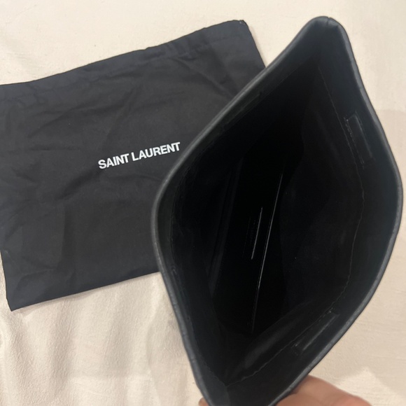 Yves Saint Laurent West Hollywood Leather Croc Embossed Clutch Bag YSL - Picture 6 of 7